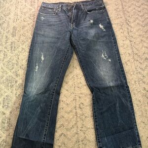 American Eagle Outfitters Relaxed Fit Distressed Jeans - Dark Blue